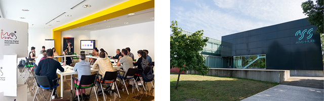 Exterior y sala de reuniones de Edificio AS%-HUB